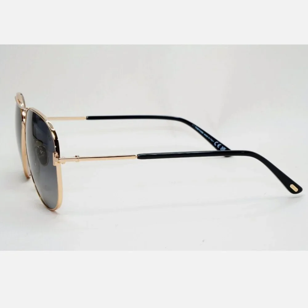 Tom Ford Sunglasses Polarized Gold Pilot Grey 61mm New